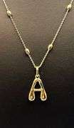 Beautiful  14 Kt Yellow Gold Plate Letter "A" Necklace Pendant Neckllace kt. Gold Plated