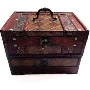 3-Layer Retro Wooden Jewelry Box with Mirror