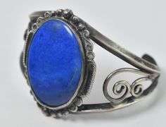 Native American Lapis Lazuli Cuff Bracelet in Sterling Silver