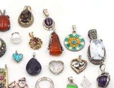 Group lot of vintage 925 sterling silver gemstone pendants