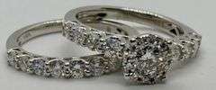 14K White Gold Round Brilliant Cut Ring Set