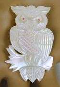 Vintage Large Mother of Pearl Owl Pin