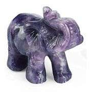 Hand Carved Purple Crystal Elephant Gemstone