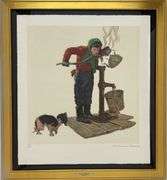 Highly Collectible Norman Rockwell Lithograph in Gold Frame