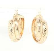 14kt Yellow gold diamond cut hoop earrings