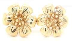 18kt Yellow gold flower omega back earrings
