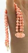 Vintage triple row coral bracelet with 14kt Yellow gold