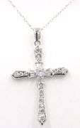 Vintage 925 sterling silver cubic zirconia cross pendant on chain