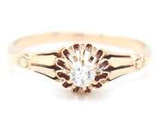 14kt Yellow gold 0.12ct round brilliant cut Victorian ring