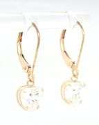 14kt Yellow gold heart shaped cubic zirconia dangle earrings