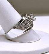 Men's Dynamic 14 Kt White Gold Plate 3.85 Cttw Lab Simulated Diamond Ring.