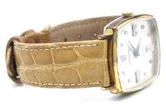 Wittinauer square diamond quartz on leather strap watch