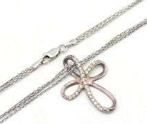 Vintage 925 sterling silver Cubic Zirconia cross pendant on multi strand Italian chain