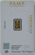 Pure .9999 fine gold 1 gram PAMP bar in VERISCAN card