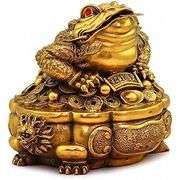 Large Brass Feng Shui Money Frog for Wealth & Prosperity