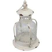 Rustic White Metal Candle Lantern