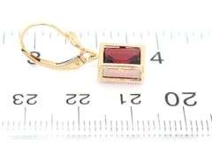 14kt Yellow gold Emerald garnet bezel set dangle earrings