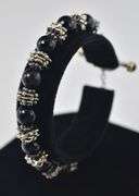 Black Onyx Beaded Bracelet in Sterling Silver