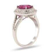 PLATINUM UNHEATED PINK-PURPLE SAPPHIRE AND DIAMOND RING 3.00 C.T.W.