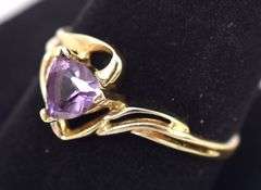 Fantastic 10K Yellow Gold Amethyst Gemstone and Diamond Ring