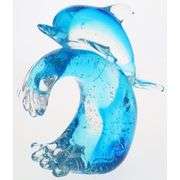 Blown Glass Dolphin Riding a Wave