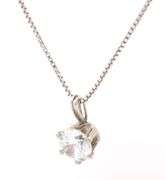 925 Sterling silver Cubic zirconia round brilliant pendant on Italian box chain
