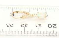 14kt Yellow gold oval opal and diamond dangle earrings