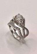 14 Kt White Gold Plate 2 Band Stackable 2.65 Ct Lab Simulated Diamond Ring Set.