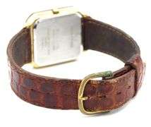 Citizen rectangular burgundy dial and leather strap quartz watch