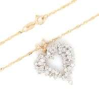 14kt Yellow gold diamond heart shaped pendant on chain