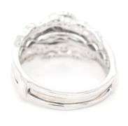 14kt White gold 0.65ctw pear shaped and RBC double halo Milgrain engagement ring
