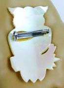 Vintage Large Mother of Pearl Owl Pin