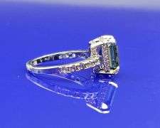 14 Kt White Gold 4.5 Ct VVs1 Emerald Green Fire Moissanite Ring