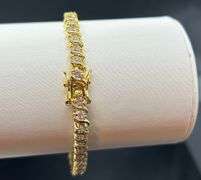 14 Kt Gold Plated 41 Count Lab Simulated Diamond Tennis Bracelet