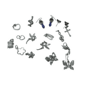 Sterling Silver Jewelry Lot: Charms, Amethyst & Pink Mother of Pearl Earrings