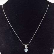 Blue Topaz Gemstone Pendant Necklace in Sterling Silver