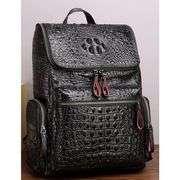 Genuine Leather Backpack Crocodile Pattern