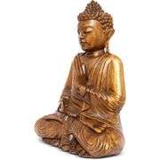 Hand-Carved Wooden Serene Buddha