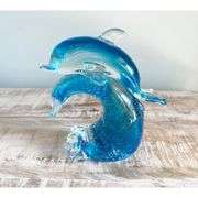 Blown Glass Dolphin Riding a Wave