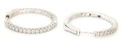 14kt White gold 1ctw diamond in out hoop earrings