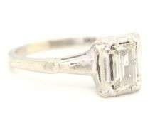 Estate 14K WG 1/2 Ct. Emerald Cut Diamond Ring