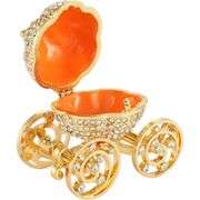 Pumpkin Carriage Enameled Trinket Box
