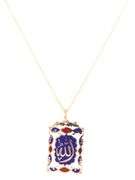 18kt Yellow gold Allah Enamel pendant on chain