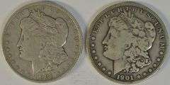 Scarce 1901-P & 1901-S Morgan Silver Dollars