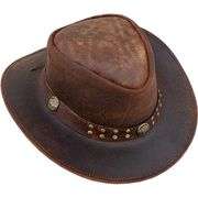 Brown Leather Western Cowboy Hat
