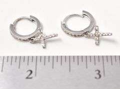 CZ Gemstone Hoop Earrings in Sterling Silver