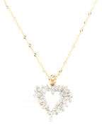 14kt Yellow gold diamond heart shaped pendant on chain