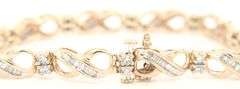 10kt Yellow gold 1.50ctw baguette and round diamond bracelet