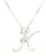 14kt White gold 0.33ctw diamond K pendant on chain