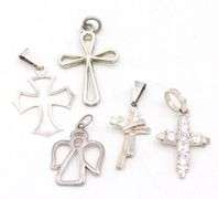 Group lot of Vintage 925 sterling silver religious pendants